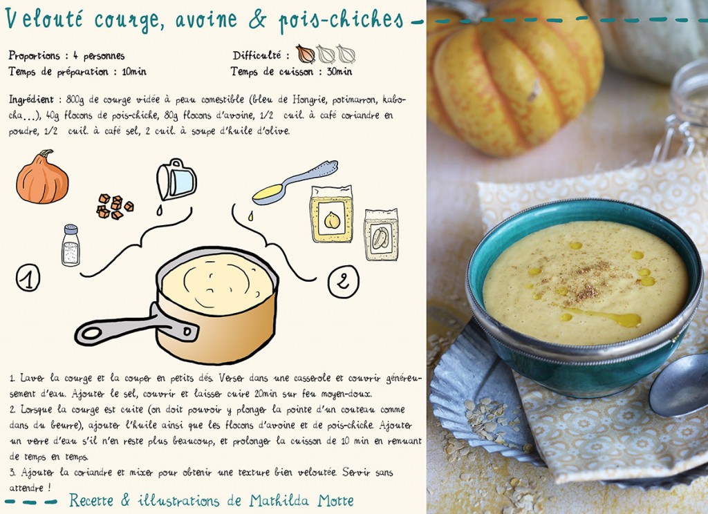 soupe vegan aux flocons de pois-chiches et d'avoine