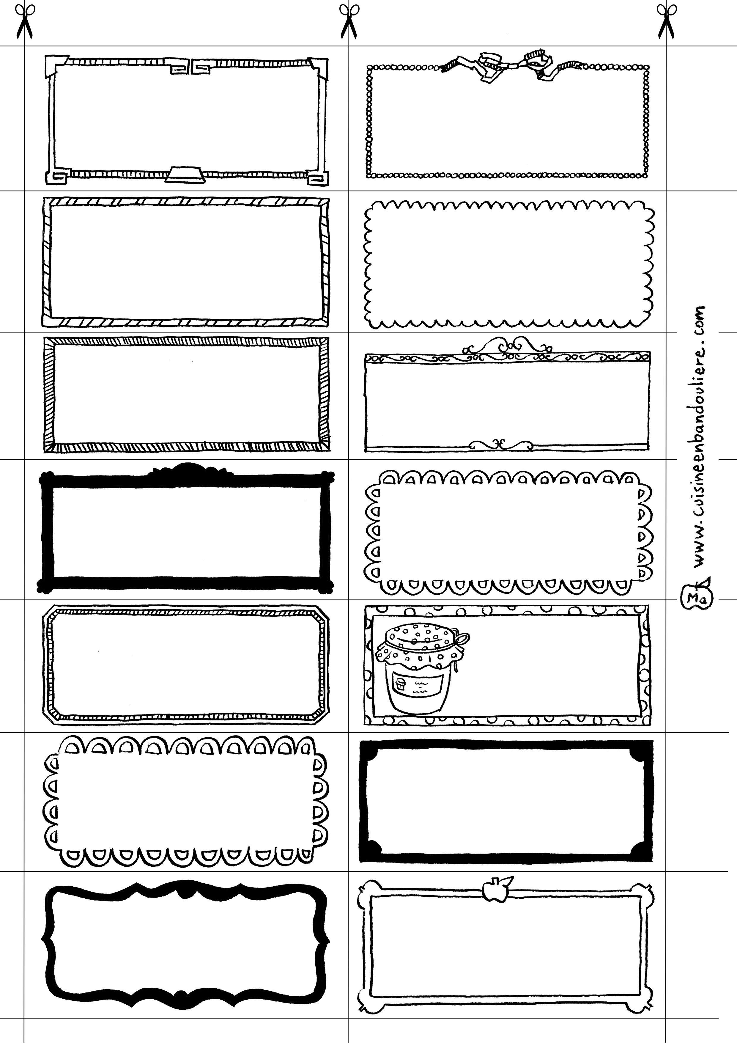 Etiquettes à imprimer  Cuisine en Bandoulière